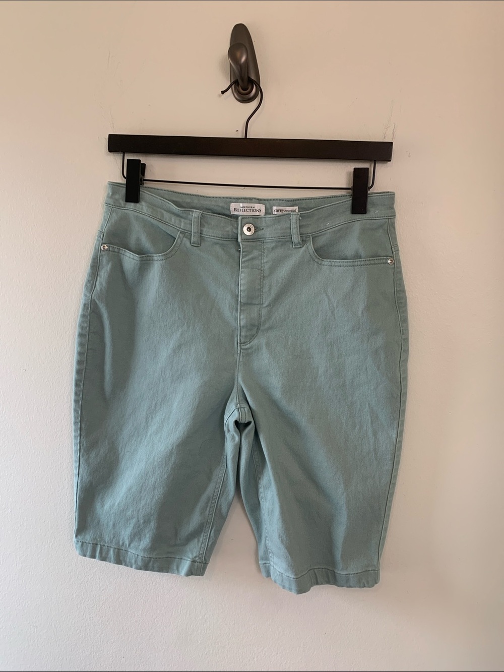 Northern Reflections Curvy Essential Light Mint Green Shorts w Stretch